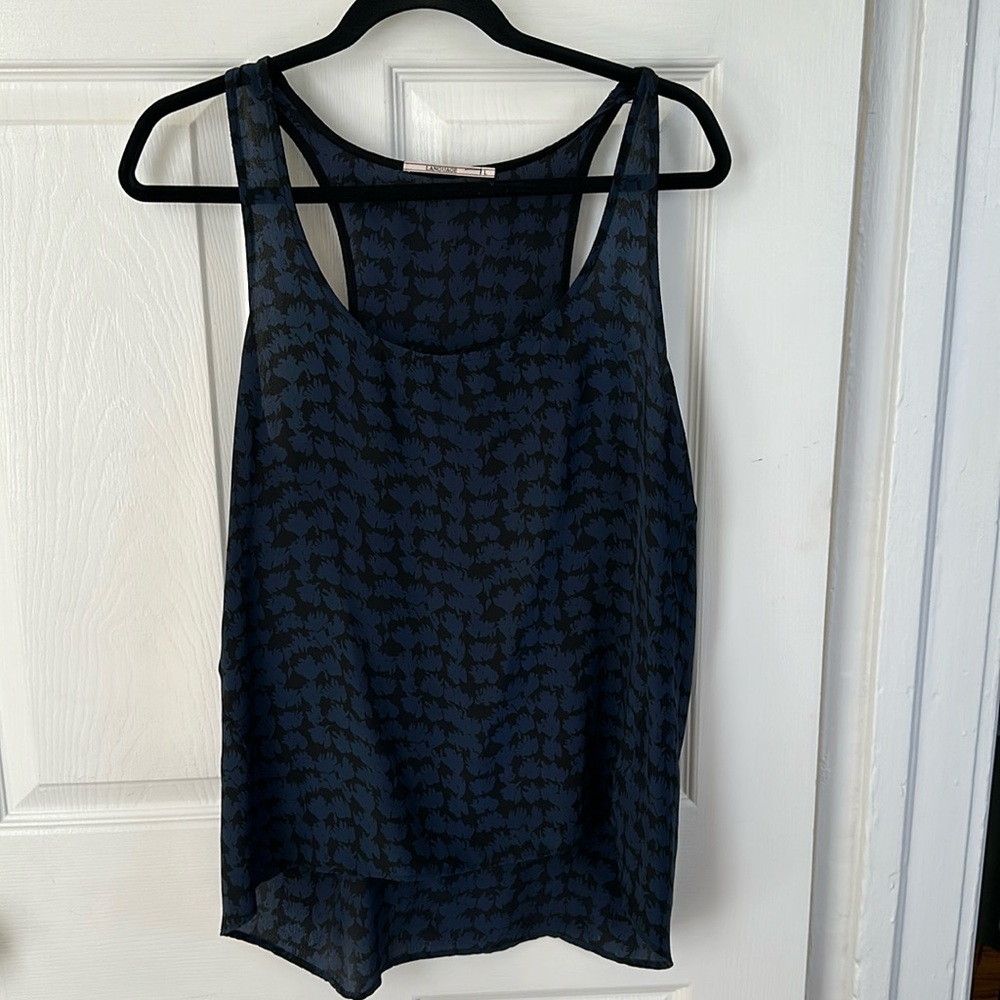 Language silk racer top Size L